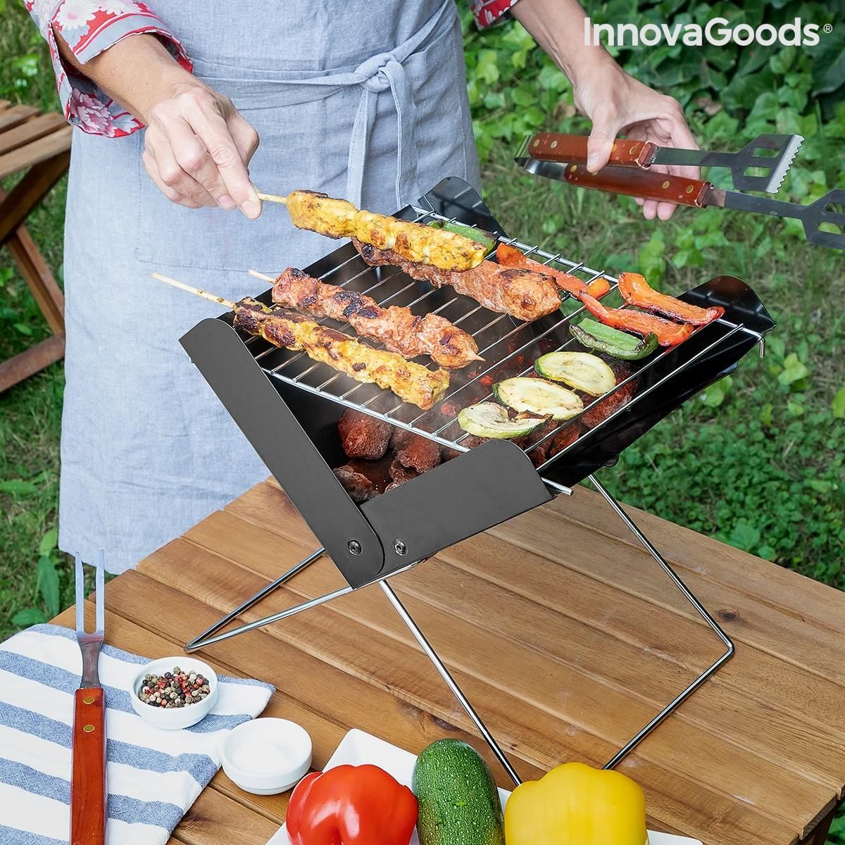 Mini Bærbar Sammenklappelig Charcoal Grill Foldecue InnovaGoods