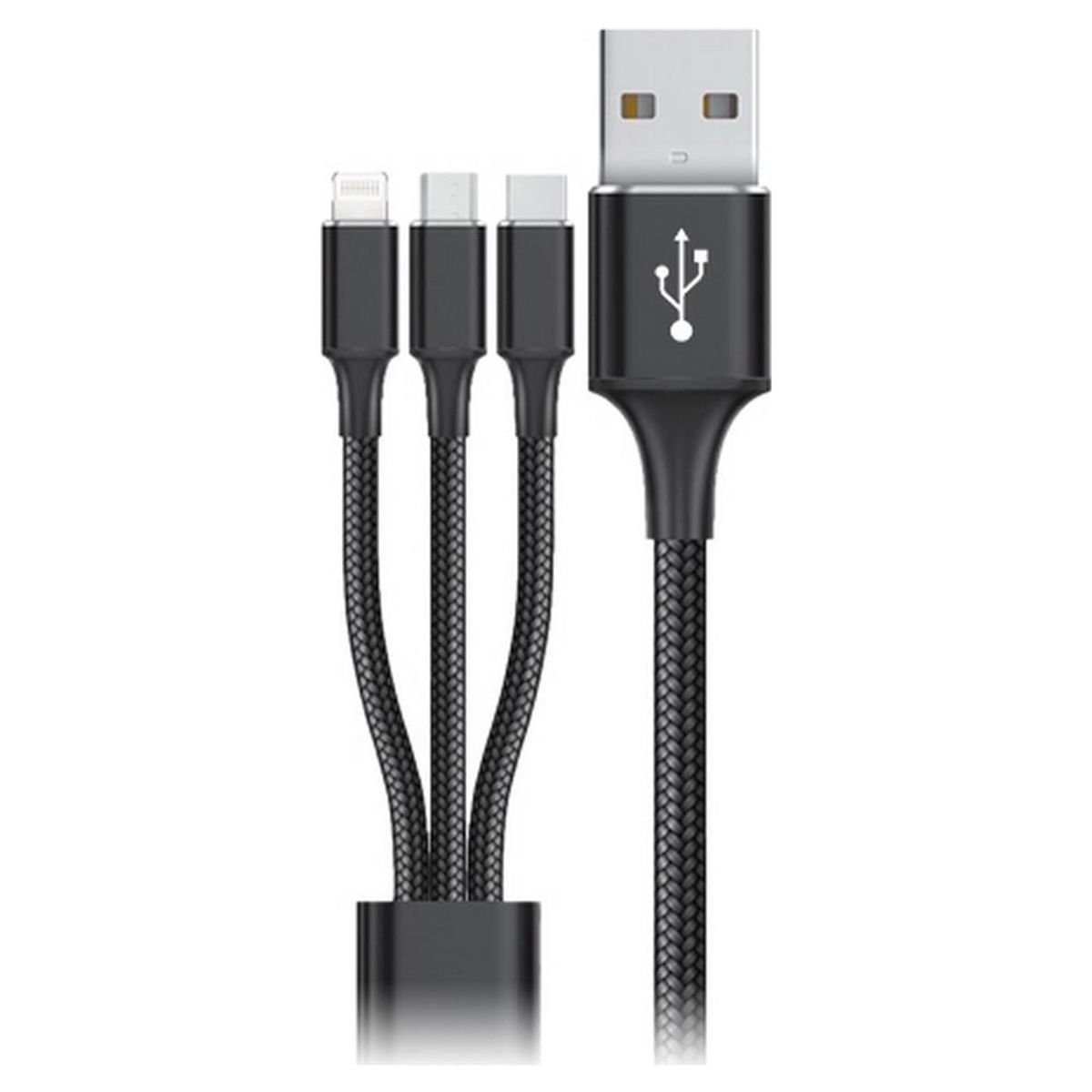 USB-kabel til Micro USB, USB-C og Lightning Goms Sort 1, 2 m