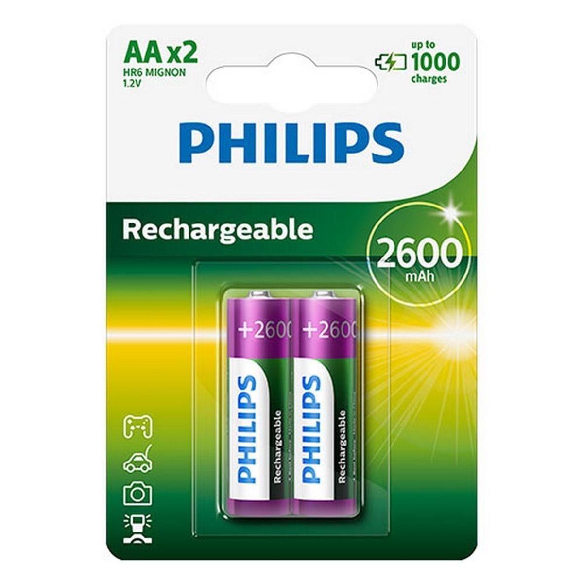 Genopladelige batterier Philips R6B2A260/10 1,2 V