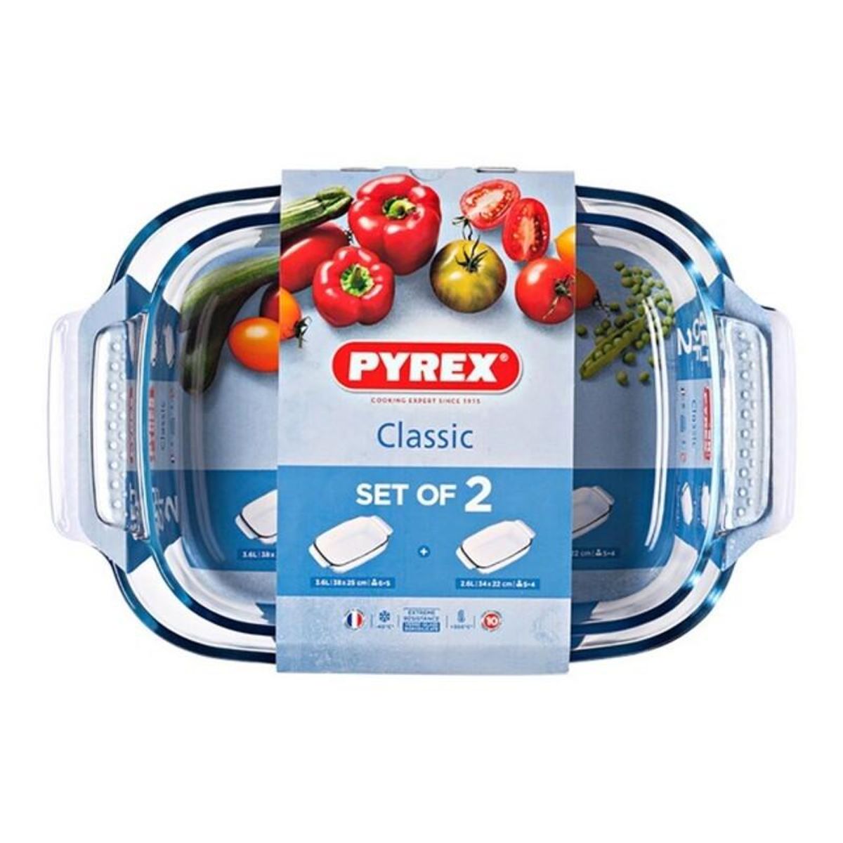 Sæt med ovnfaste fade Pyrex Classic Gennemsigtig Glas (2 stk)