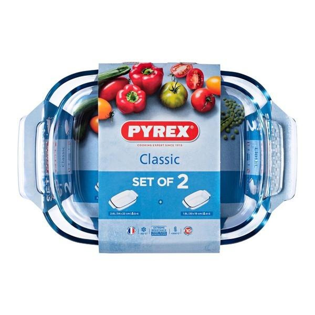 Sæt med ovnfaste fade Pyrex Classic Gennemsigtig Borosilikatglas (2 stk)