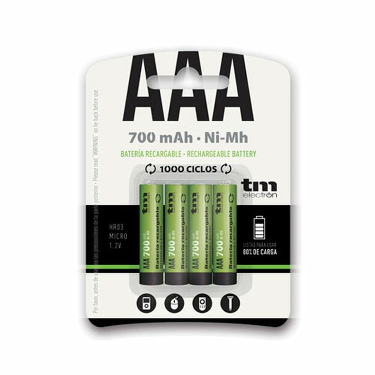 Genopladelige batterier TM Electron R03 Ni-Mh