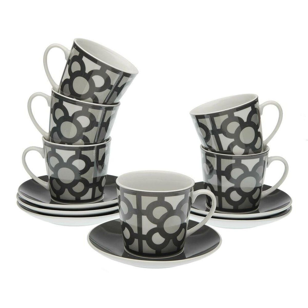 Set med 6 tekopper og underkopper Versa Urbana Porcelæn 9 x 14 x 14 cm 10,5 x 8 x 6 cm 14 x 14 x 2 cm