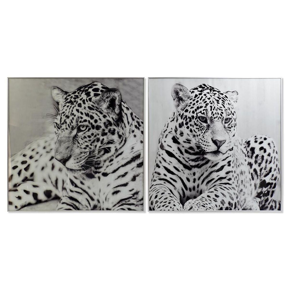 Maleri 100 x 2,5 x 100 cm Leopard Kolonistil (2 enheder)