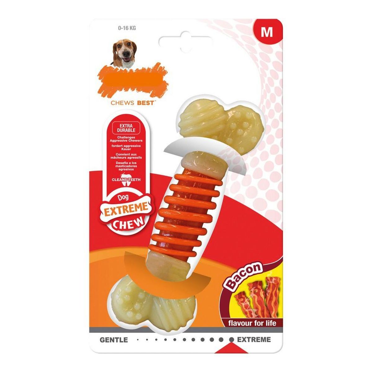 Hund Bidering Nylabone Extreme Chew Pro Action Bacon Størrelse M Nylon