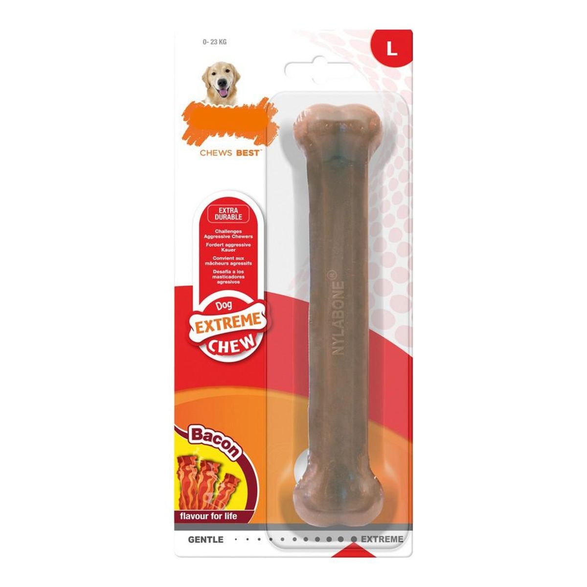 Hund Bidering Nylabone Dura Chew Bacon Størrelse L Nylon