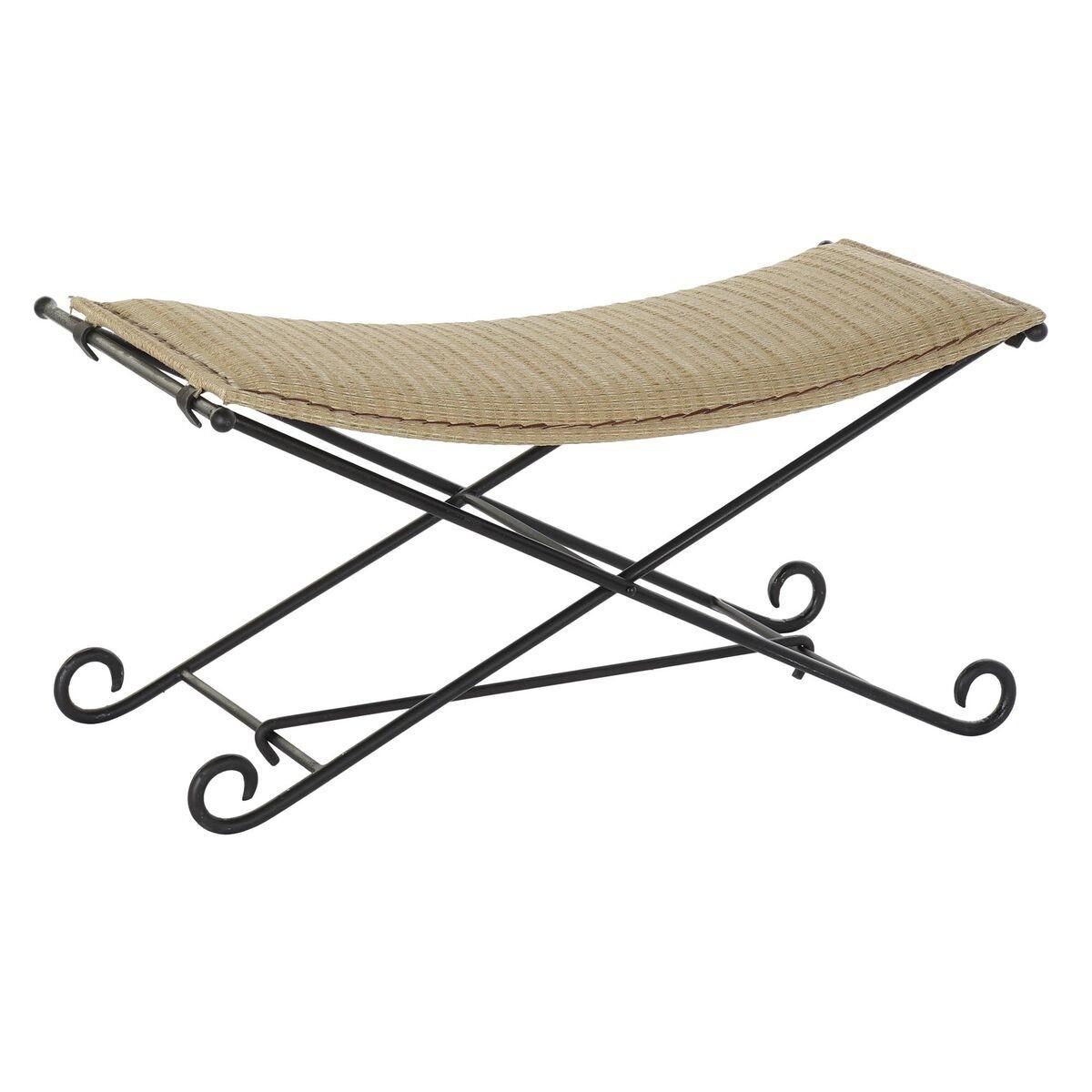 Stol Sort Metal Lys brun Rattan (94 x 49 x 44 cm)