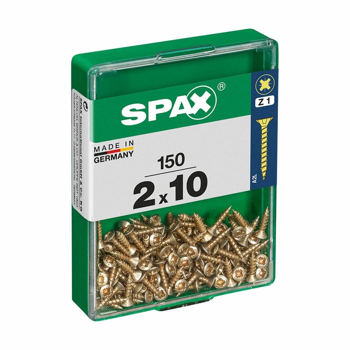 Æske med skruer SPAX Yellox Træ Fladt hoved 150 Dele (2 x 10 mm)