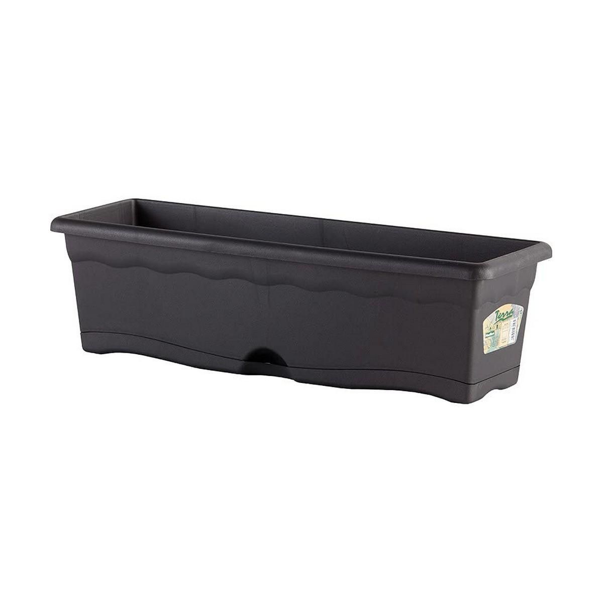 Planter med fad Plastiken Antracit polypropylen 50 x 20 cm