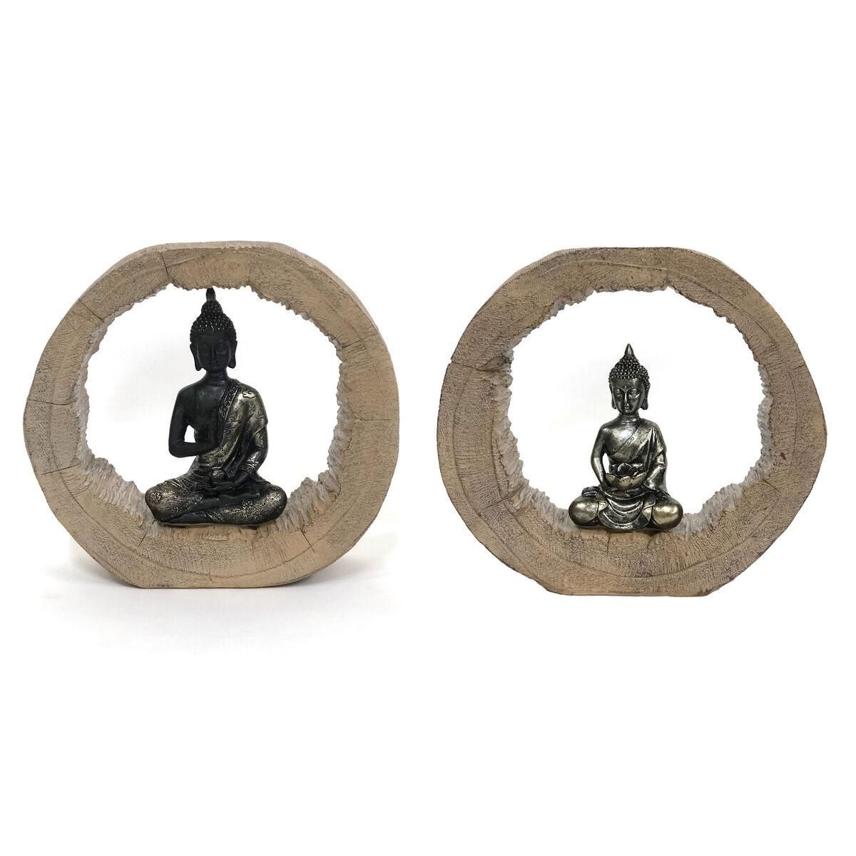 Dekorativ figur Sort Natur Buddha 20,5 x 6 x 18,5 cm (2 enheder)