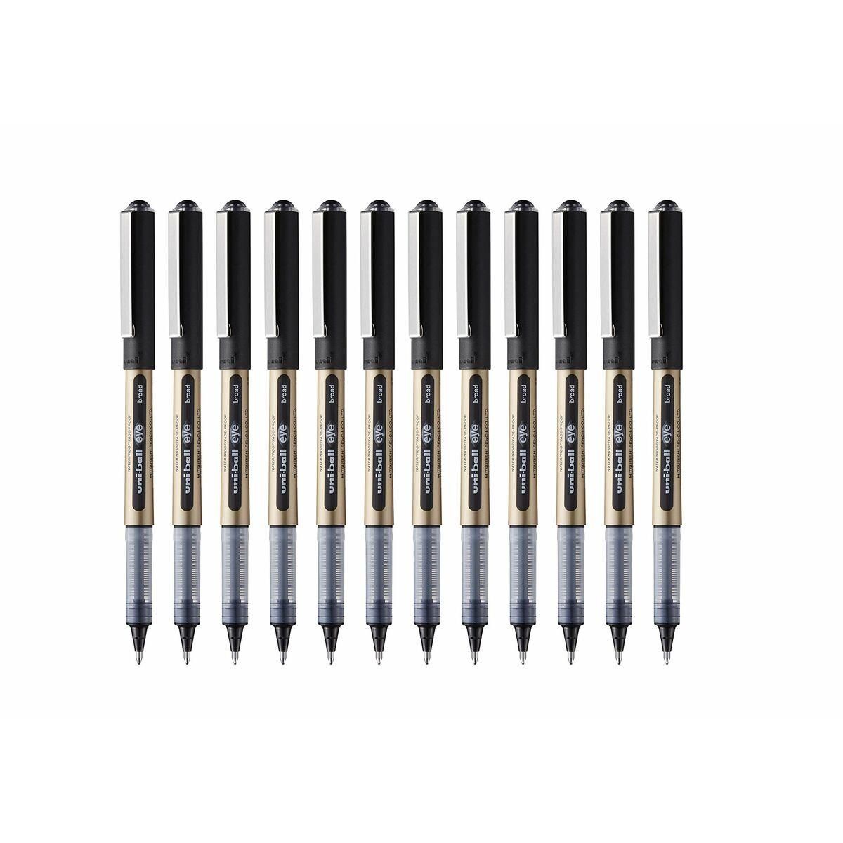 Pen med flydende blæk Uni-Ball Rollerball Eye Broad UB-150 Sort 1 mm (12 Dele)