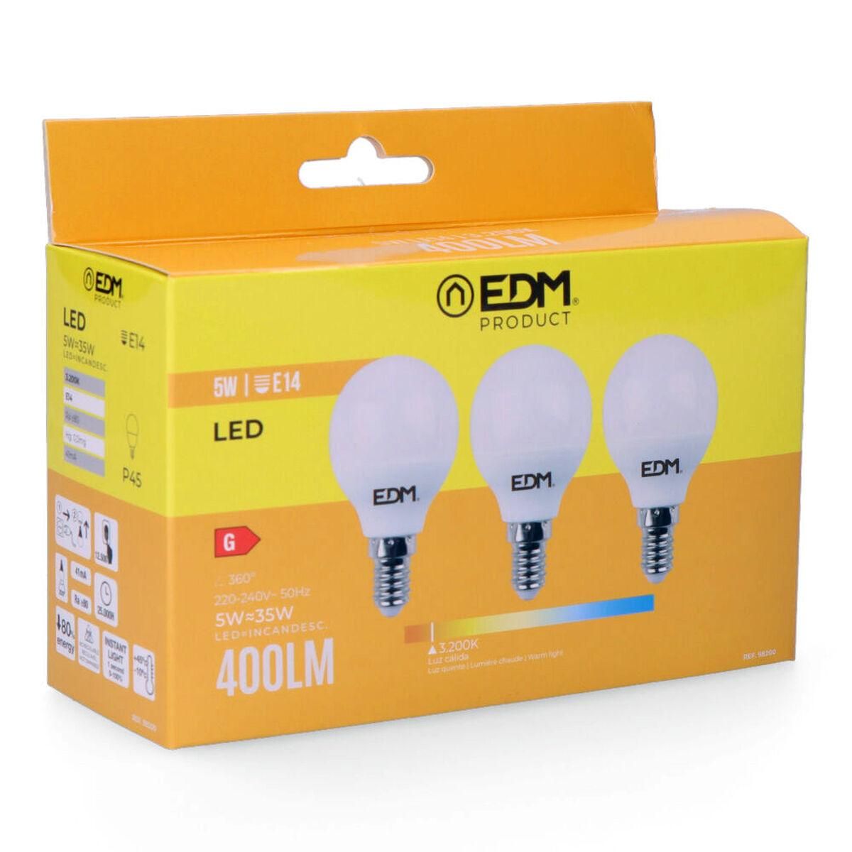 Pack of 3 LED bulbs EDM G 5 W E14 400 lm Ø 4,5 x 8 cm (3200 K)