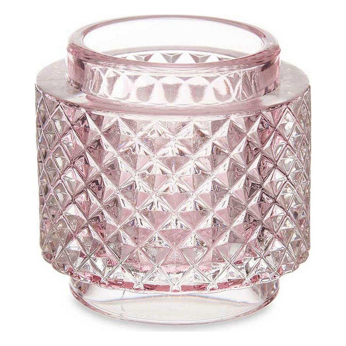 Lyseholder 9 x 8,8 x 9 cm Pink Glas