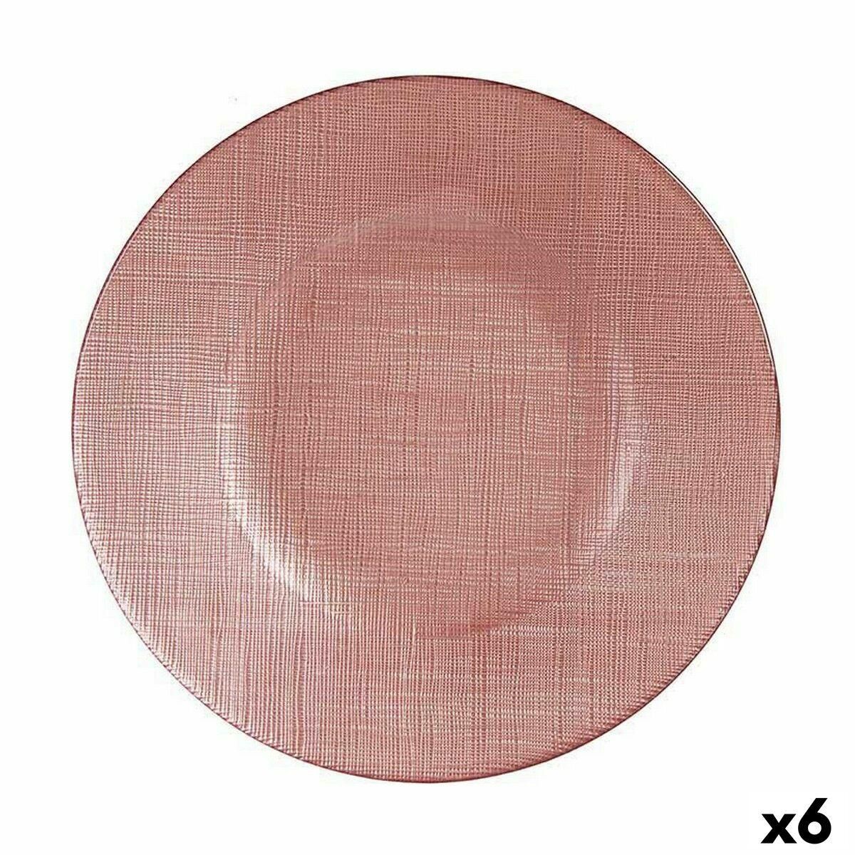 Flad Plade Pink Glas 21 x 2 x 21 cm (6 enheder)