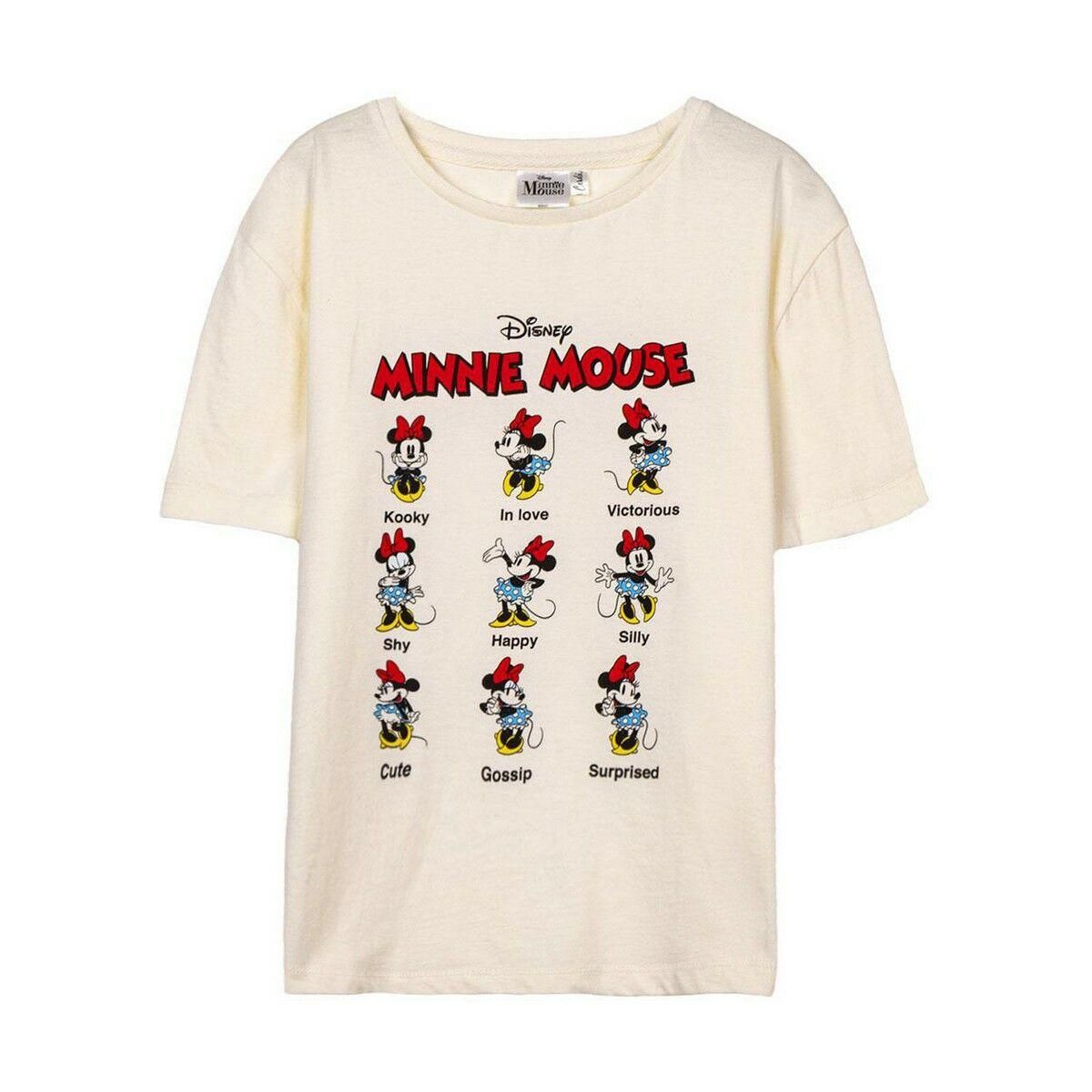 Børne Kortærmet T-shirt Minnie Mouse Beige 8 år