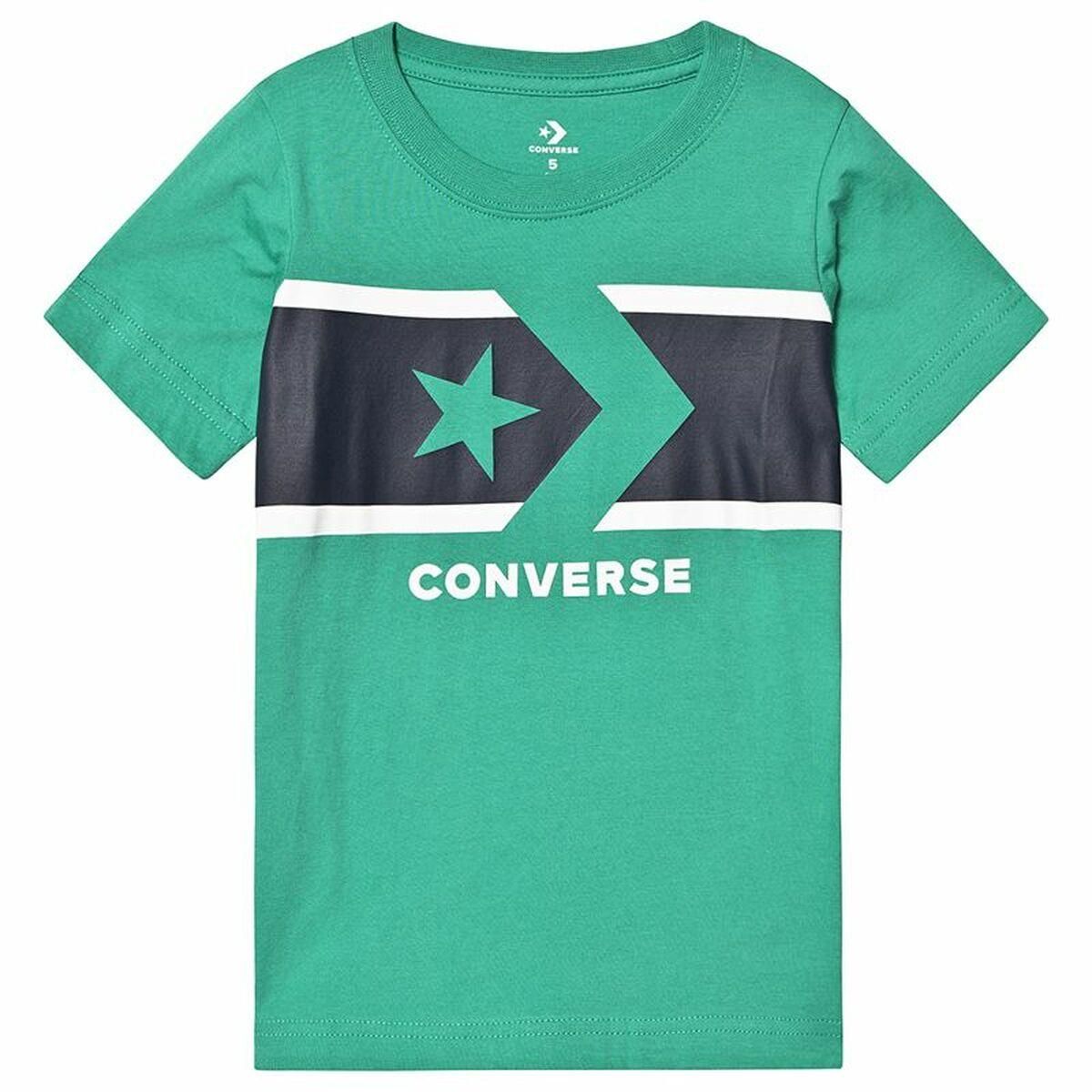 Børne Kortærmet T-shirt Converse Stripe Star Chevron Grøn 8-10 år