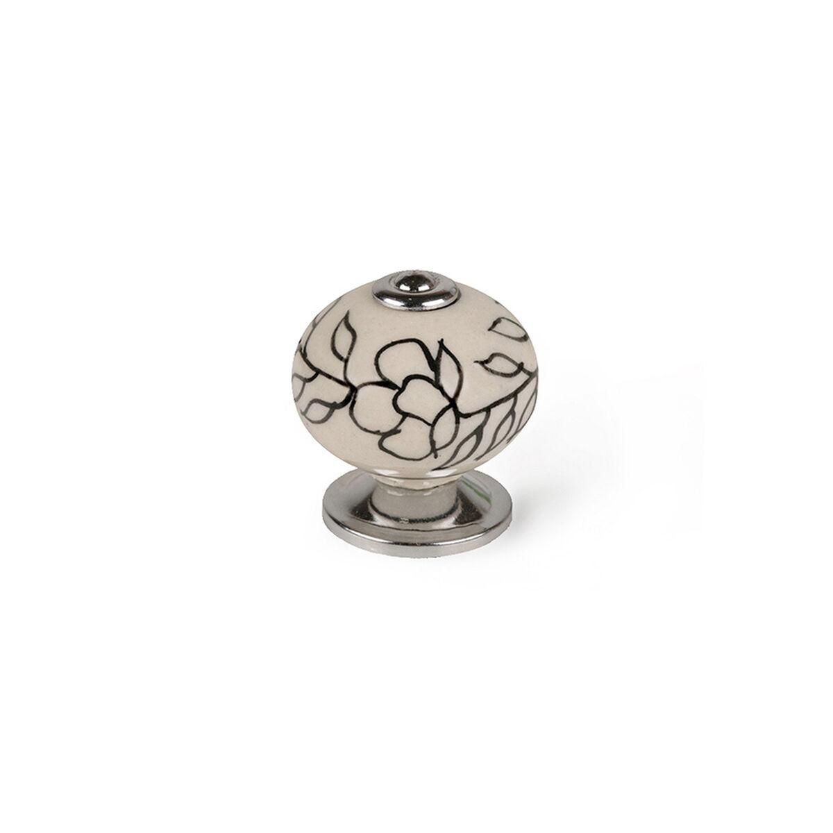 Dørhåndtag Rei e504 Cirkulær Hvid Blomst Porcelæn Metal 4 enheder (Ø 40 x 36 mm)