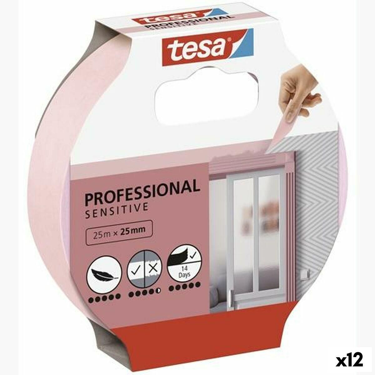 Selvklæbende bånd TESA Professional Sensitive Maler mand Pink 12 enheder 25 mm x 50 m