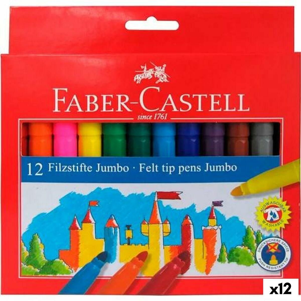 Sæt med Fiberpenne Faber-Castell Jumbo Æske Multifarvet (12 enheder)