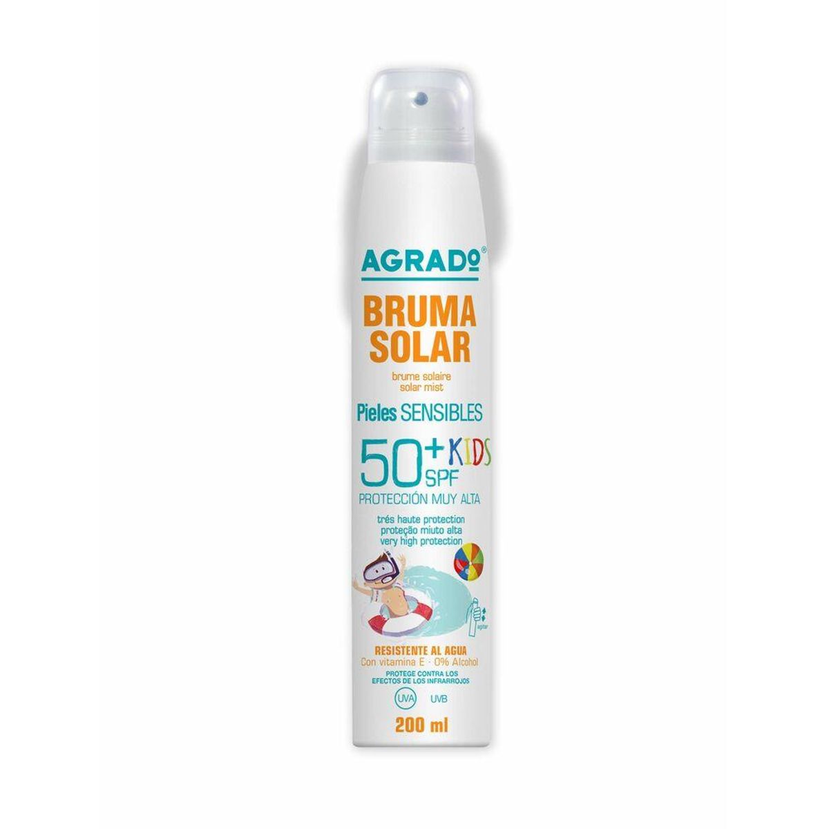 Solbeskyttelse - spray Agrado Kids SPF50+ Følsom hud (200 ml)