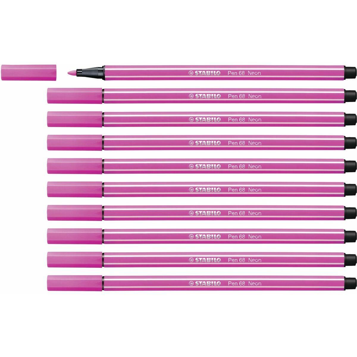 Markør Stabilo Pen 68 Fluorescerende Pink (10 Dele)