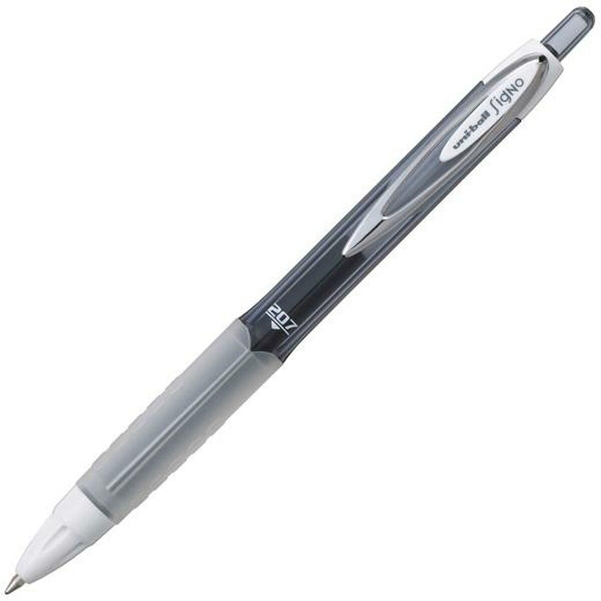 Pen med flydende blæk Uni-Ball Rollerball Signo UM-207 Sort 0,4 mm (12 Dele)