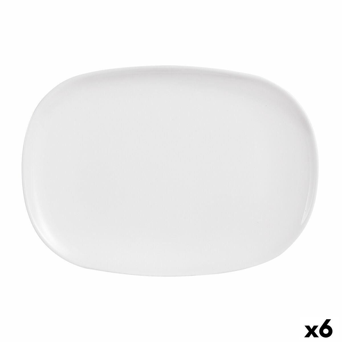 Fad Luminarc Sweet Line Rektangulær Hvid Glas 35 x 24 cm (6 enheder)