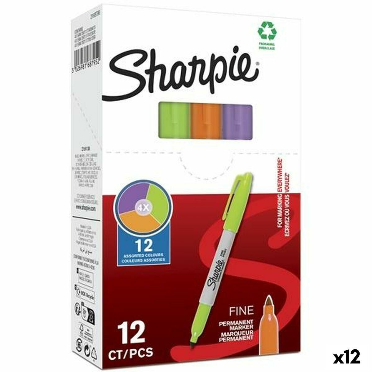 Sprittusch Sharpie Grøn Lilla Orange (12 enheder)