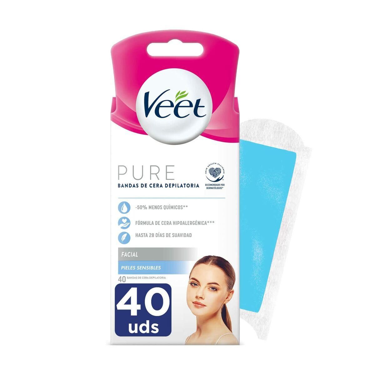 Bandas Depilatórias Faciais Veet Bandas De Cera Pure Følsom hud (40 enheder)