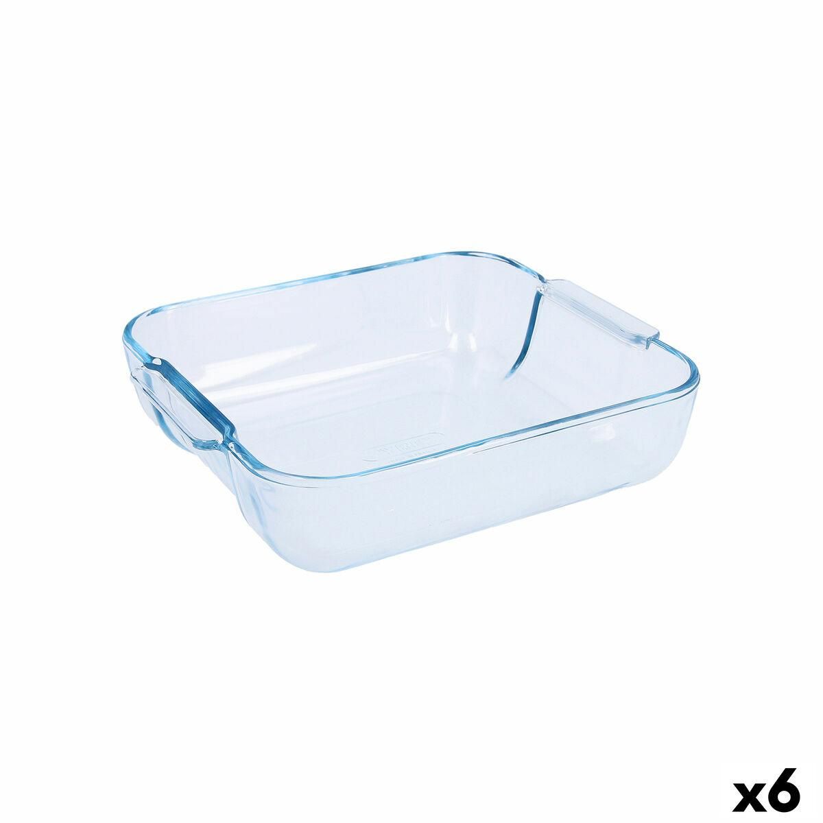 Fad Pyrex Classic Firkantet Gennemsigtig Glas 25 x 22 x 6 cm (6 enheder)