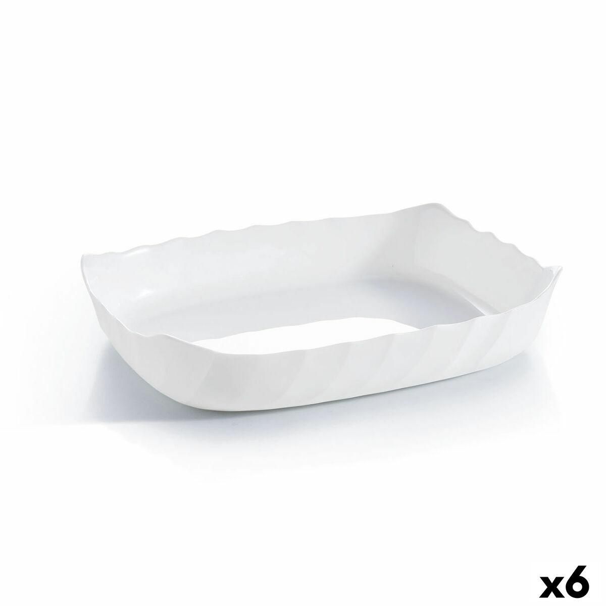 Fad Luminarc Smart Cuisine Rektangulær Hvid Glas 29 x 30 cm (6 enheder)