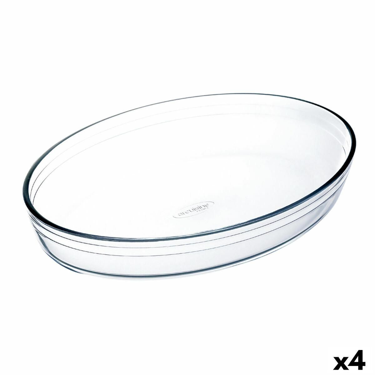 Ovn Fad Ô Cuisine Ocuisine Vidrio Gennemsigtig Glas Oval 40 x 28 x 7 cm (4 enheder)