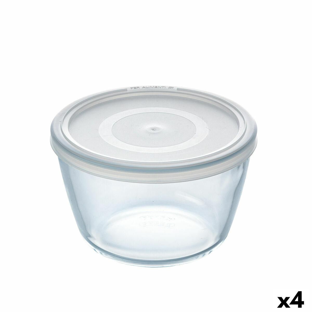 Rund madkasse med låg Pyrex Cook & Freeze 1,1 L 15 x 15 x 10 cm Gennemsigtig Silikone Glas (4 enheder)