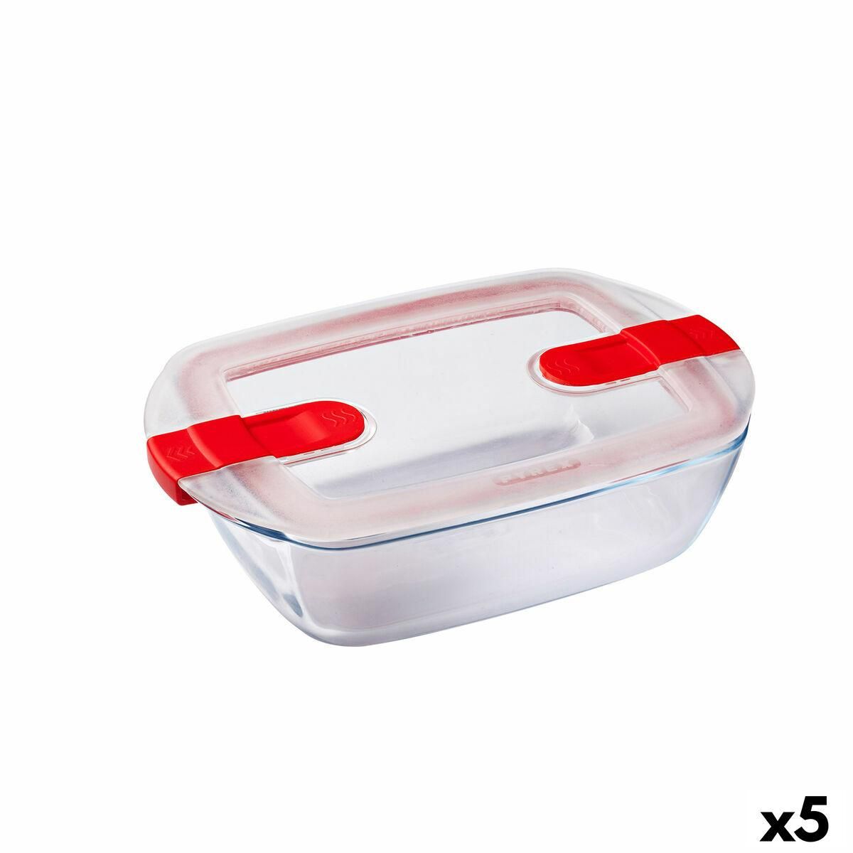 Hermetisk madkasse Pyrex Cook&heat 1,1 L 24 x 15,5 x 7 cm Gennemsigtig Glas (5 enheder)