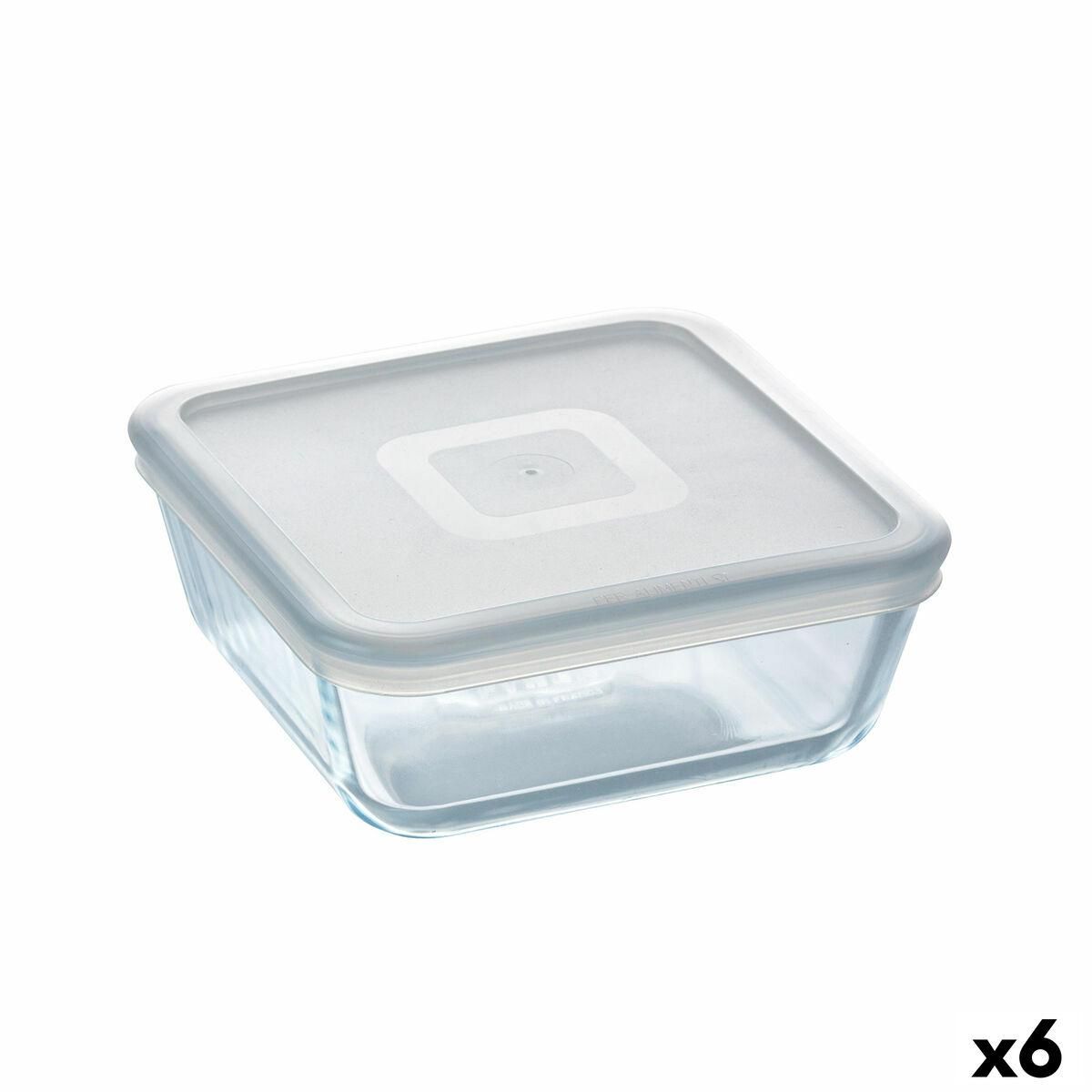 Firkantet madkasse med låg Pyrex Cook&freeze 850 ml 14 x 14 cm Gennemsigtig Glas Silikone (6 enheder)