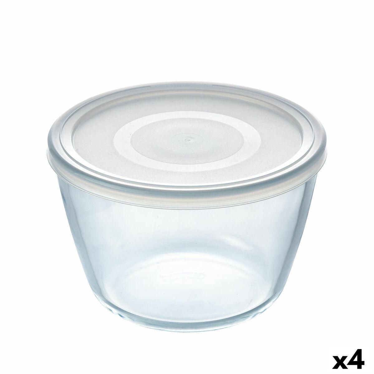 Rund madkasse med låg Pyrex Cook & Freeze 1,6 L 17 x 17 x 12 cm Gennemsigtig Silikone Glas (4 enheder)