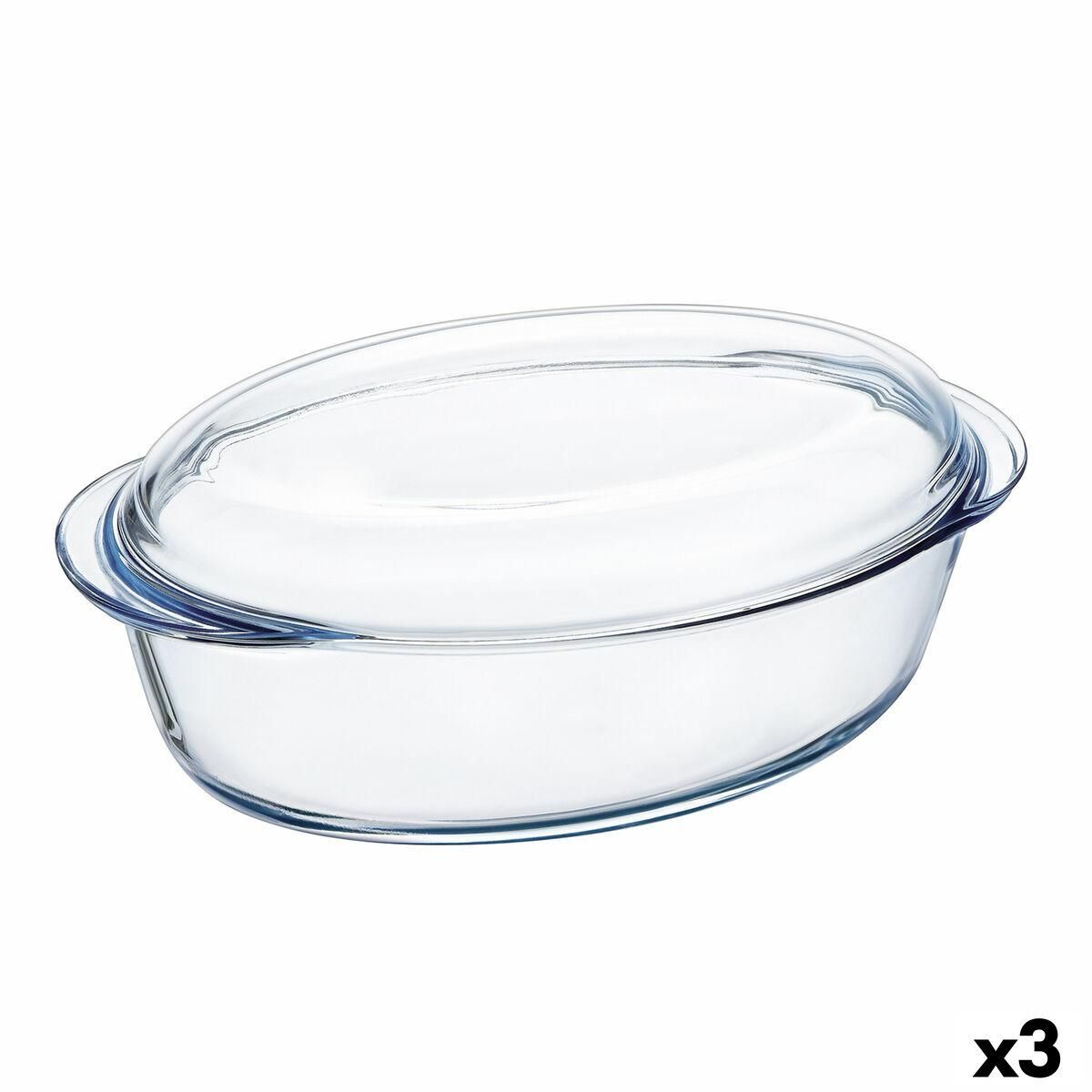 Ovn Fad Pyrex Classic Vidrio Gennemsigtig Glas 33 x 20 x 10 cm Med låg (3 enheder)