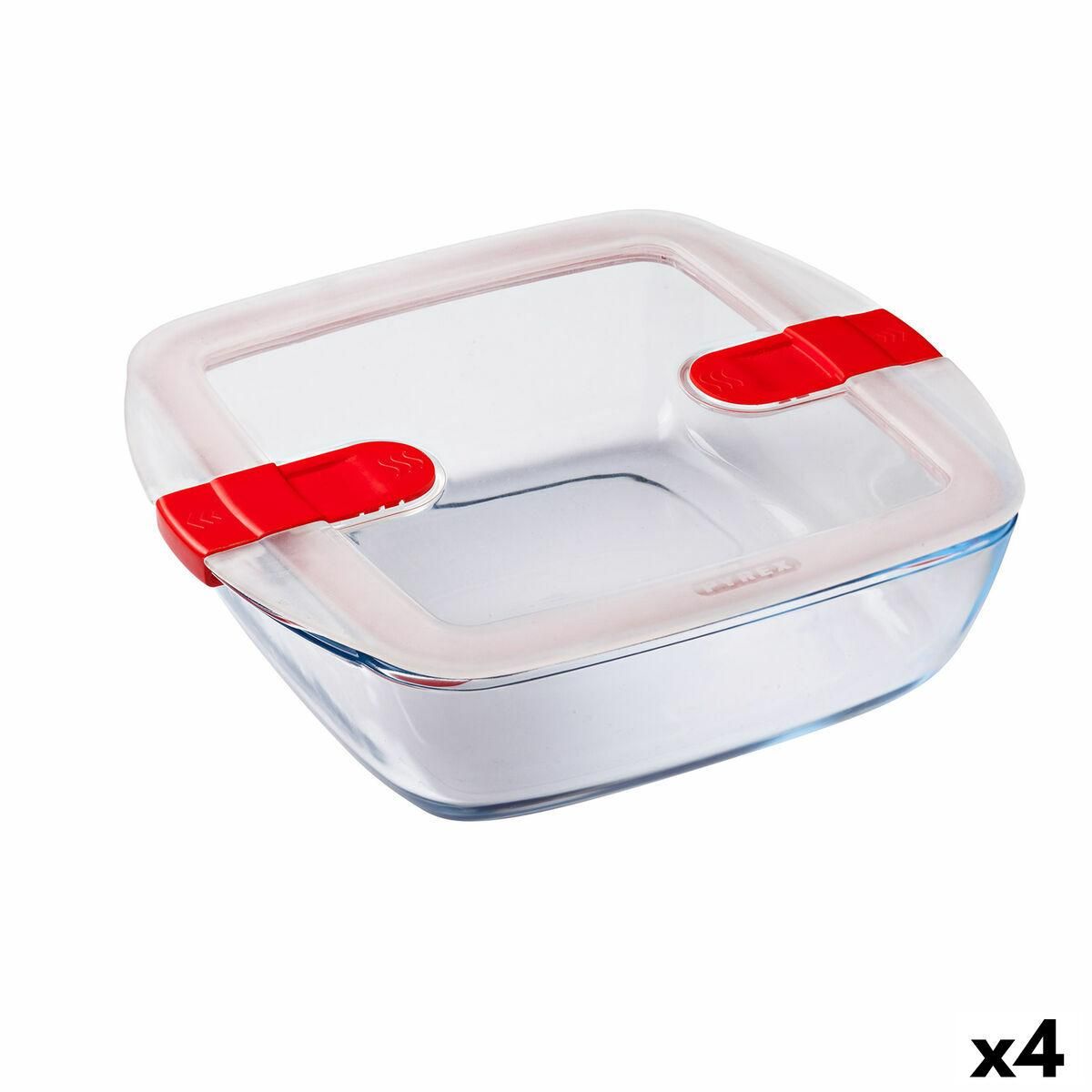 Hermetisk madkasse Pyrex Cook & Heat 25 x 22 x 7 cm 2,2 L Gennemsigtig Glas (4 enheder)