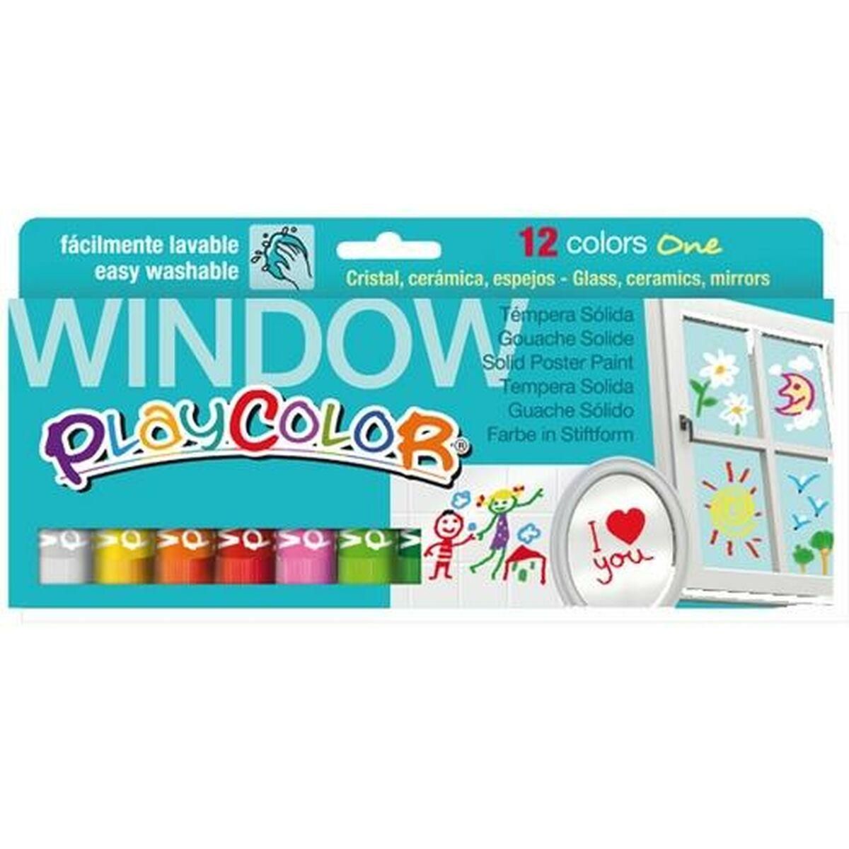 Ensfarvet tempera Playcolor 12 Dele Multifarvet