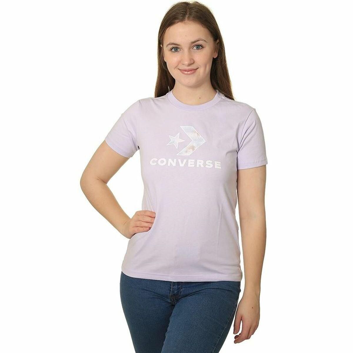 Kortærmet T-shirt til Kvinder Converse Seasonal Star Chevron Lavendel M