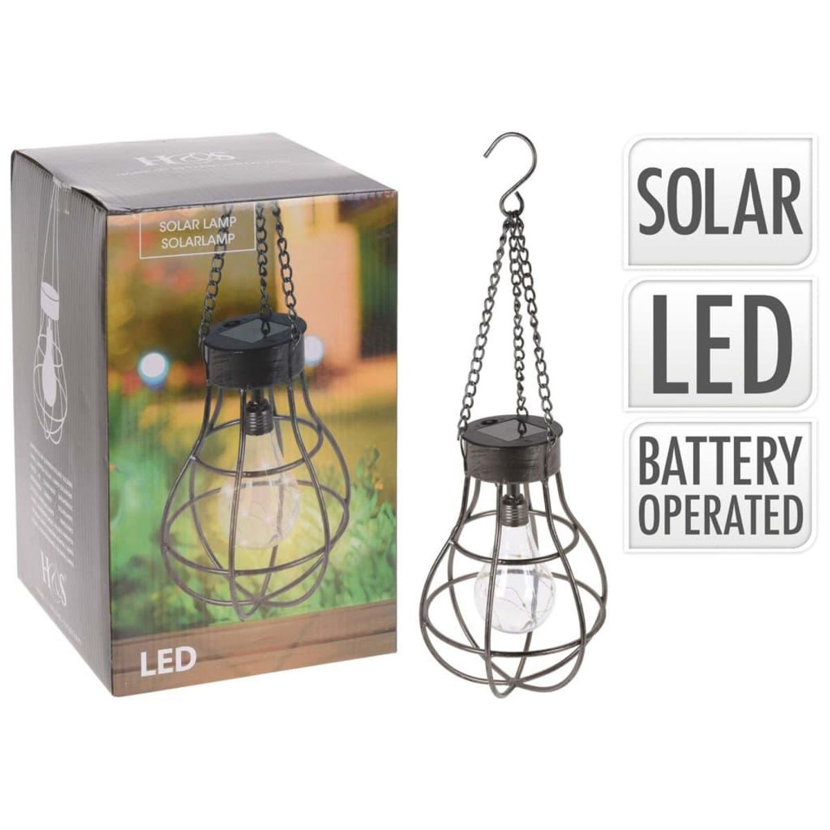 ProGarden solcellelampe med 10 LED'er metal