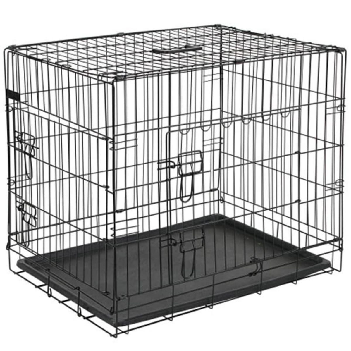 @Pet transportkasse til hund 77,5x48,5x55,5 cm metal sort 15002