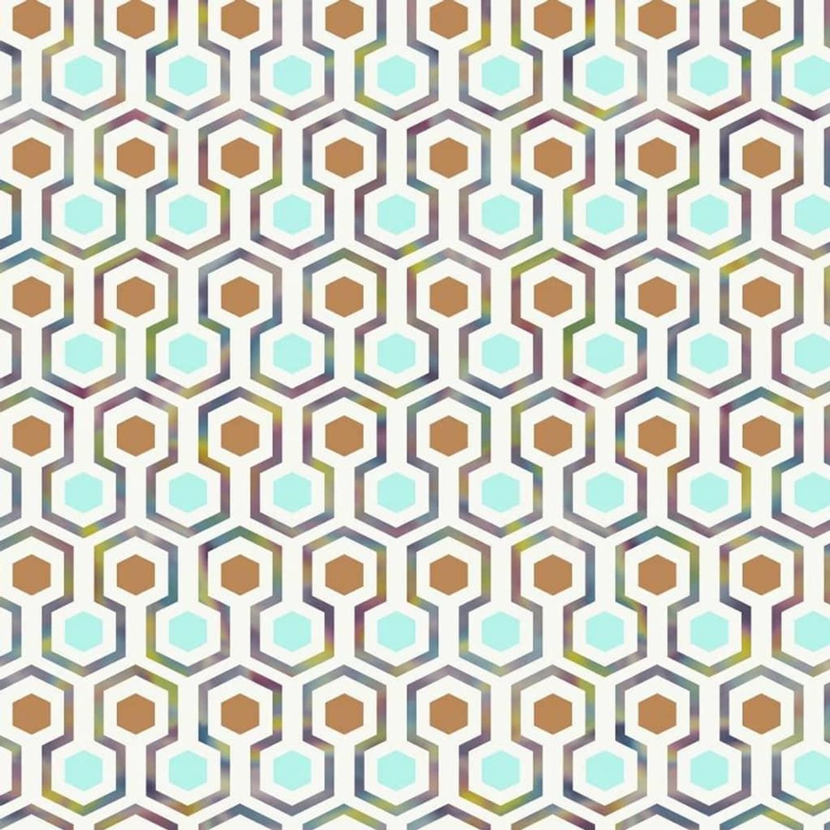 Noordwand tapet Good Vibes Hexagon Pattern grøn og orange