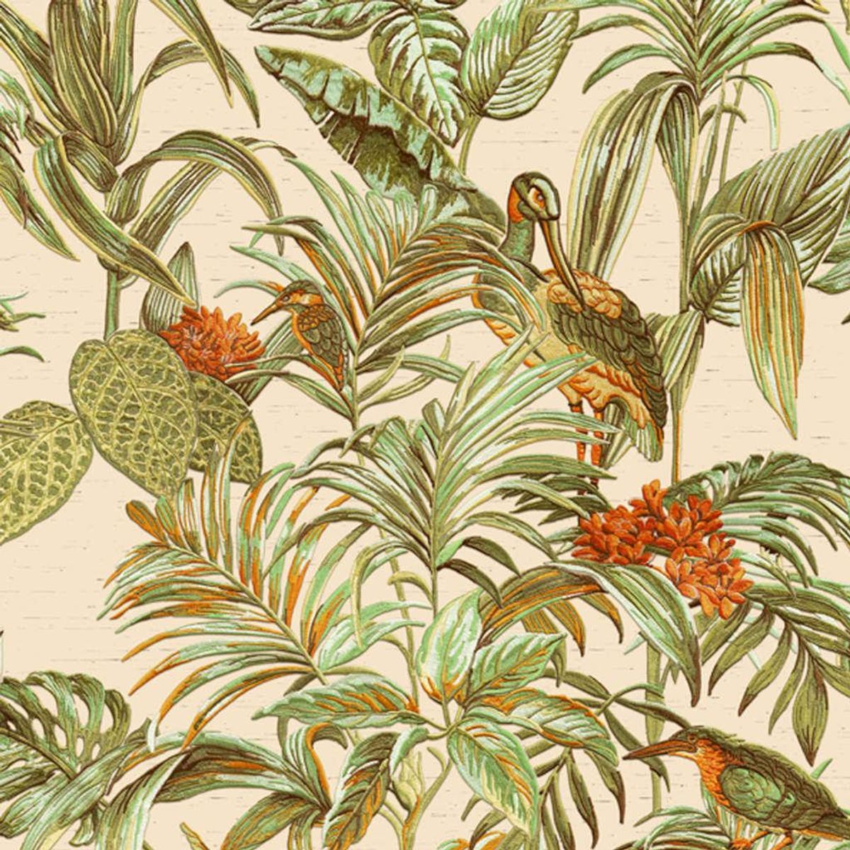 DUTCH WALLCOVERINGS tapet Bird-of-Paradise grøn