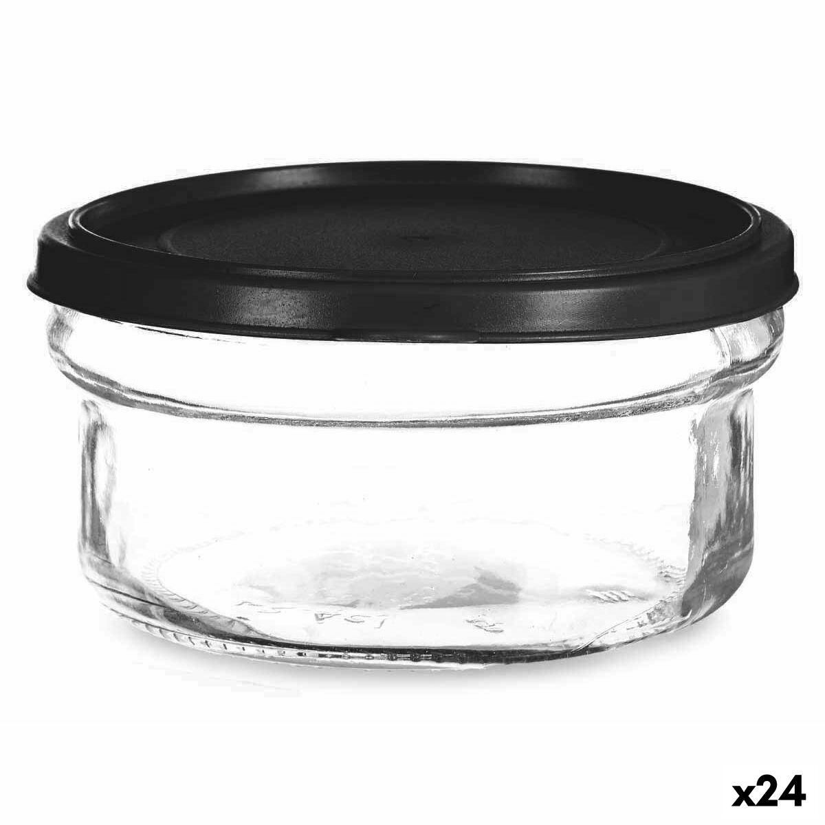 Rund madkasse med låg Sort Gennemsigtig Plastik Glas 12 x 6 x 12 cm 415 ml