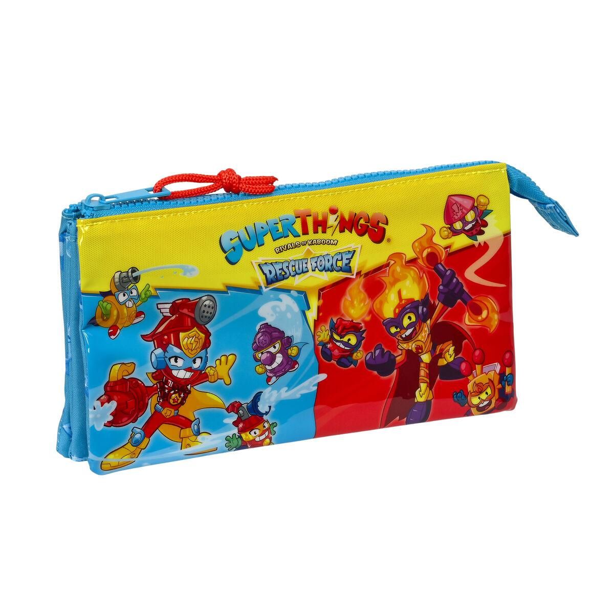 Tredobbelt bæretaske SuperThings Rescue force Blå 22 x 12 x 3 cm