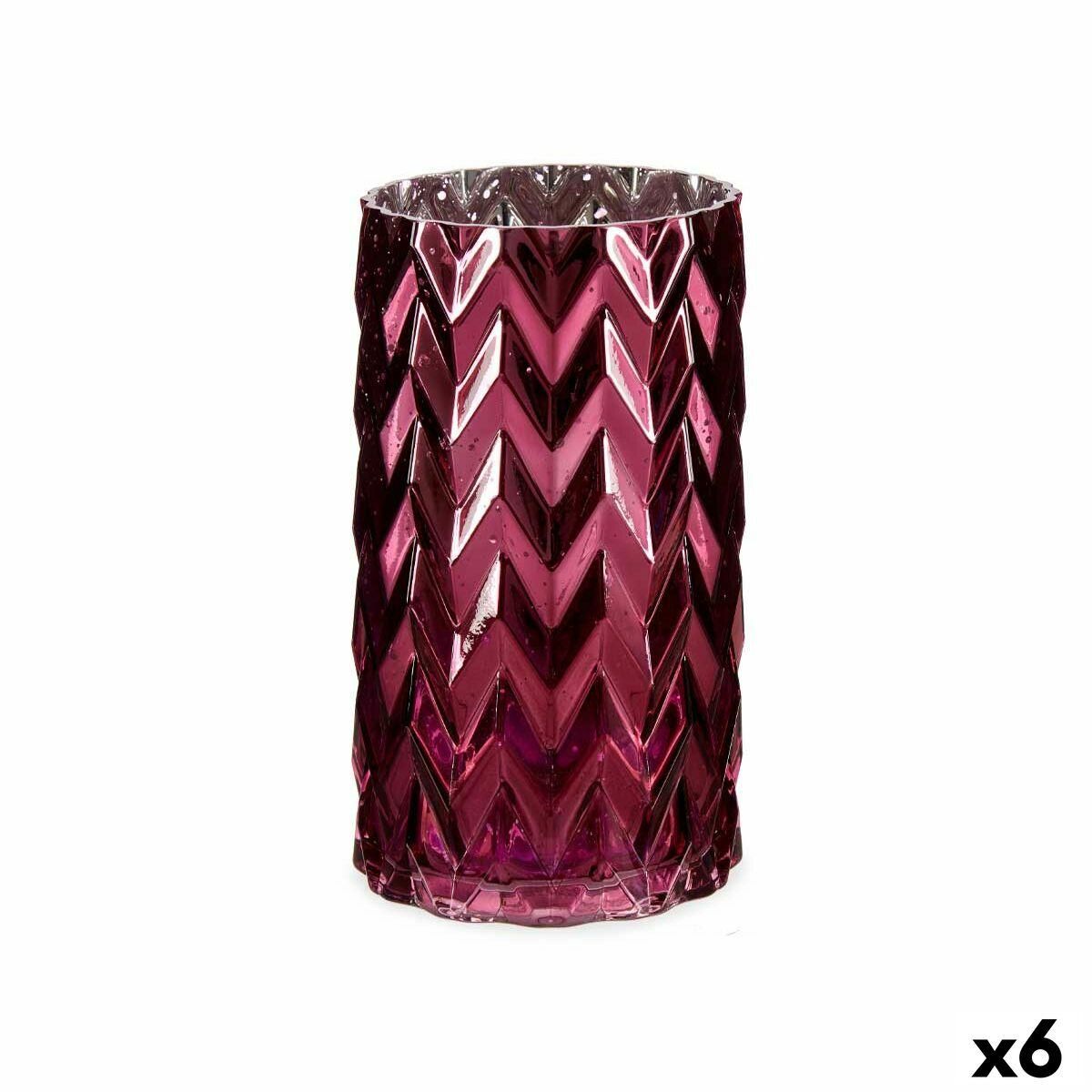 Vase Kobberstik Øre (af hvede) Pink Krystal 11,3 x 19,5 x 11,3 cm (6 enheder)