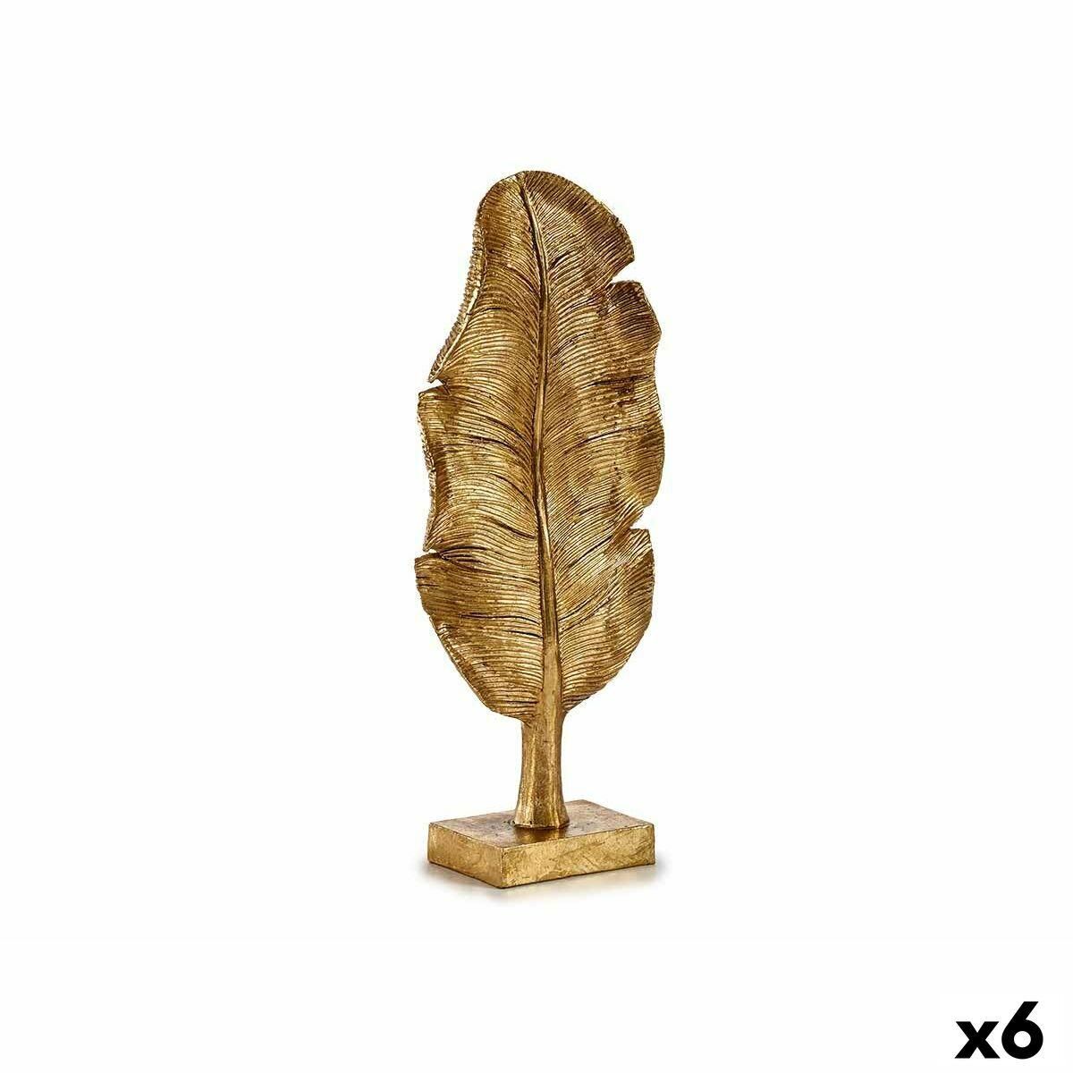 Dekorativ figur Blad af en plante Gylden 8 x 43,5 x 17 cm (6 enheder)