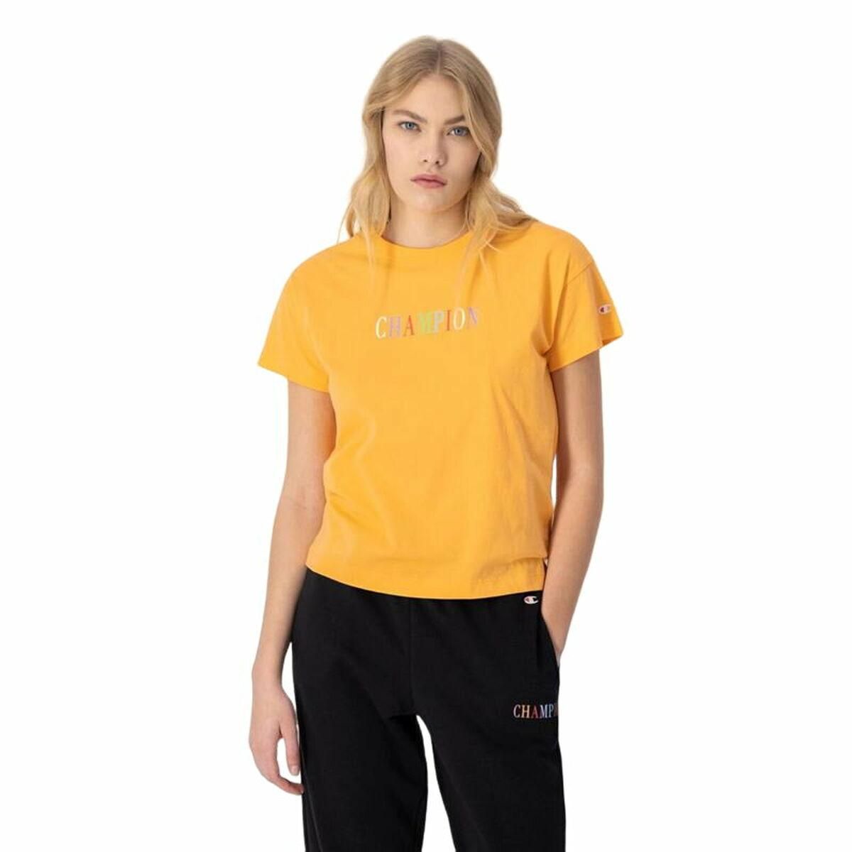 Kortærmet T-shirt til Kvinder Champion Crewneck Croptop Gul XS