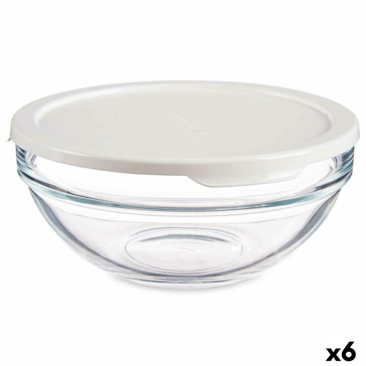 Rund madkasse med låg Chefs Hvid 595 ml 14 x 6,3 x 14 cm (6 enheder)